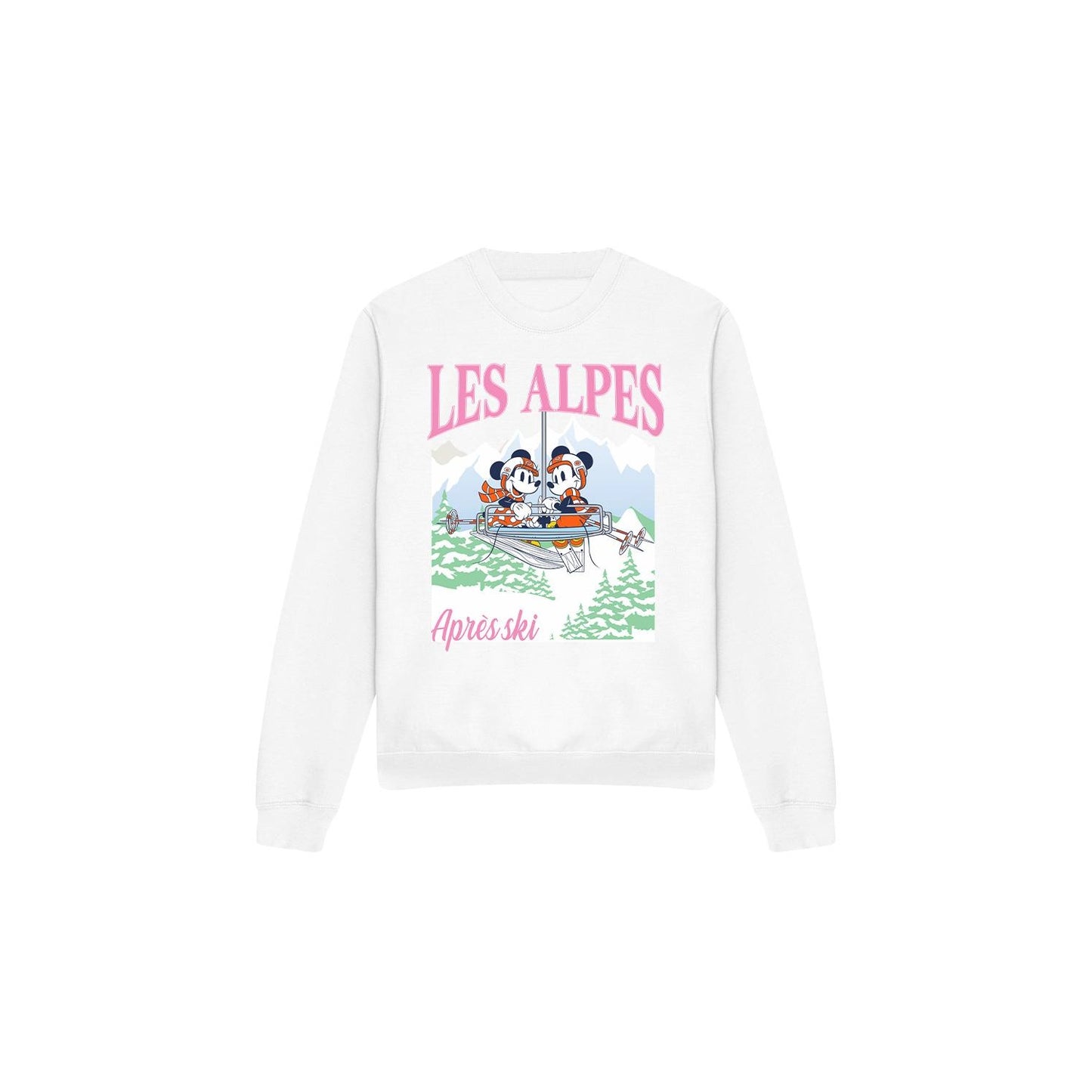 White - Front - Disney Unisex Adult Les Alpes Mickey Mouse Sweatshirt