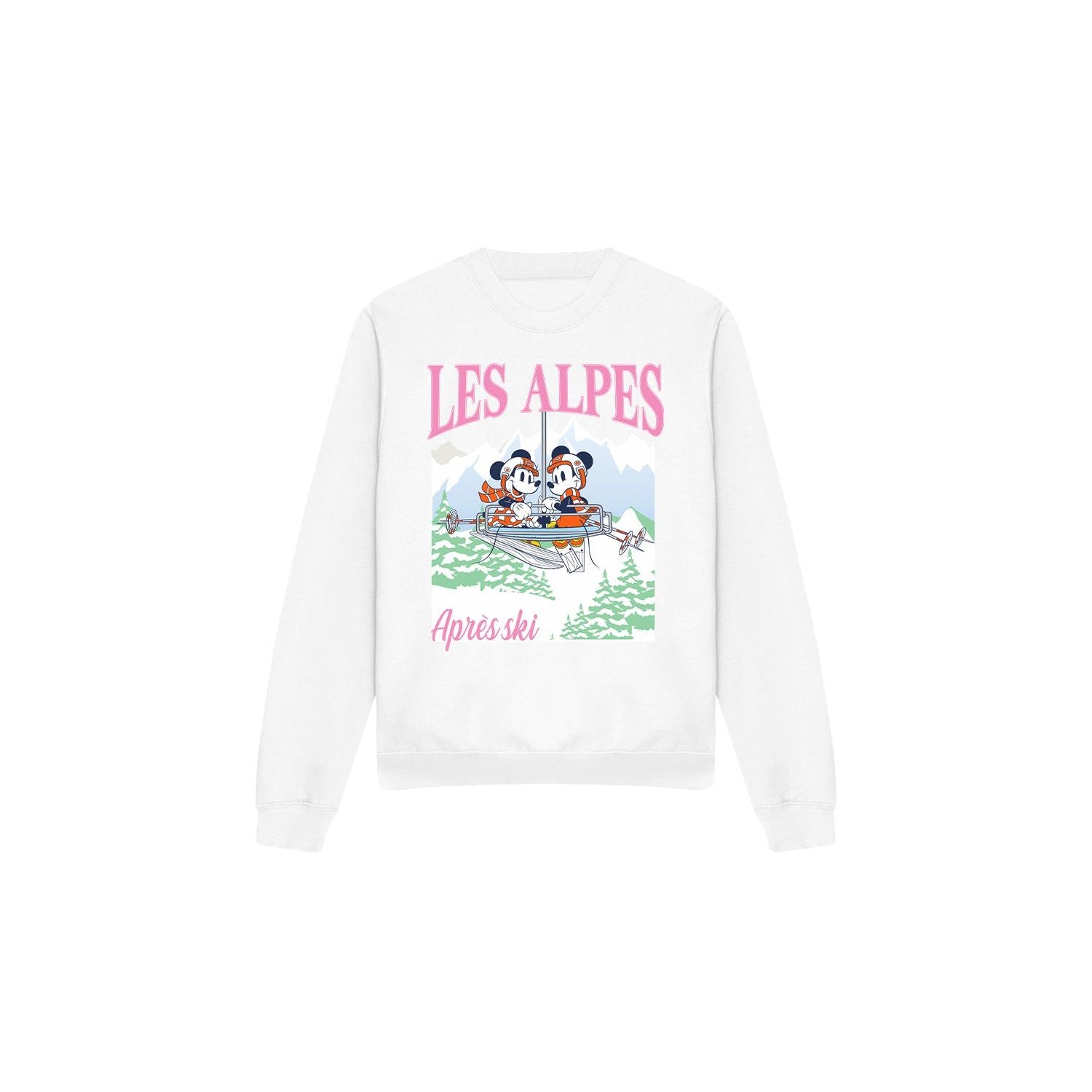 White - Front - Disney Unisex Adult Les Alpes Mickey Mouse Sweatshirt