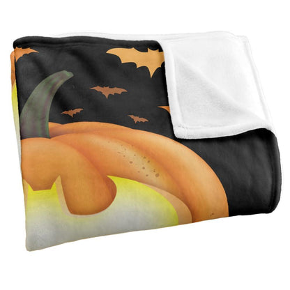 Multicoloured - Side - Batman Jack-o-Lantern Halloween Logo Blanket
