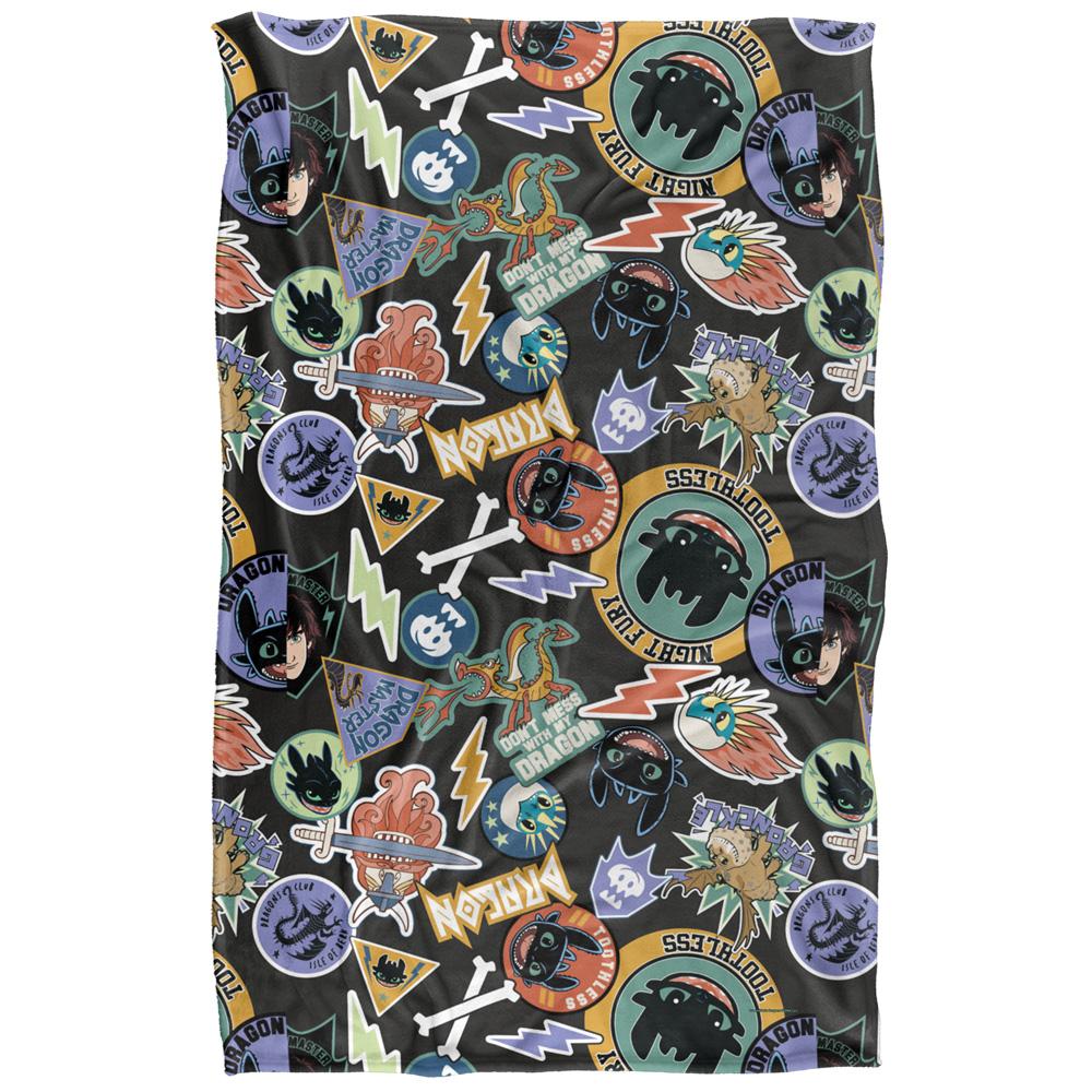 Multicoloured - Front - How To Train Your Dragon Toothless Badge Soft Touch Blanket