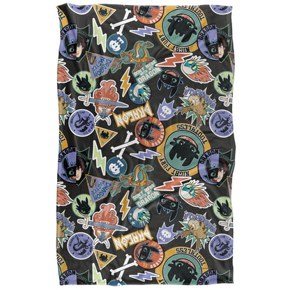 Multicoloured - Front - How To Train Your Dragon Toothless Badge Soft Touch Blanket
