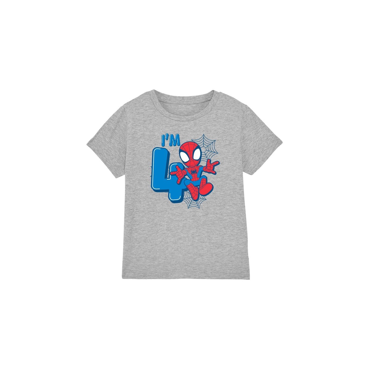 Sport Heather - Front - Spider-Man Childrens-Kids Cute Spidey 4th Birthday T-Shirt