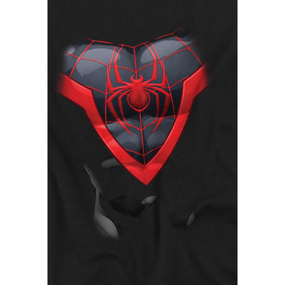 Black - Back - Spider-Man Childrens-Kids Miles Morales Costume T-Shirt