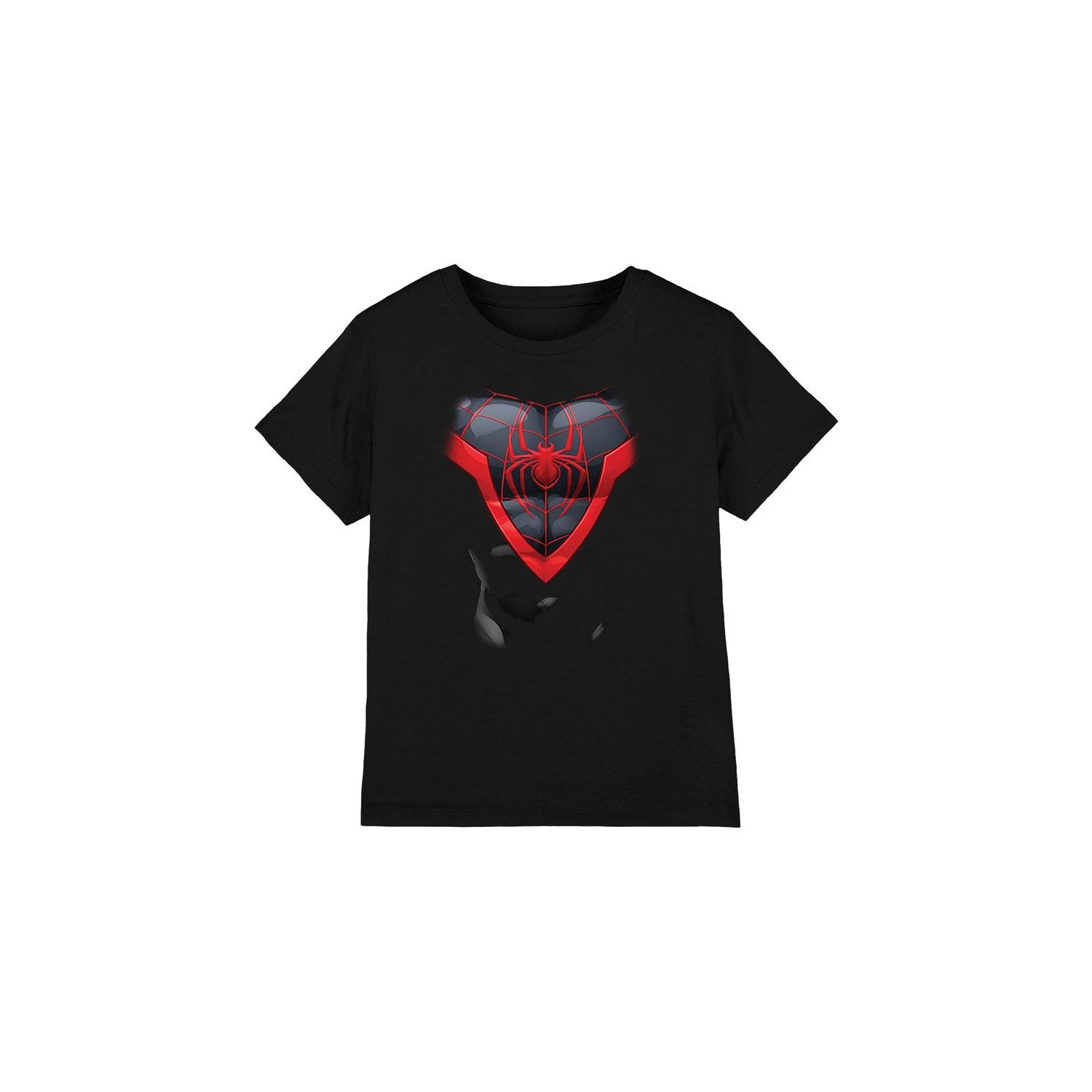 Black - Front - Spider-Man Childrens-Kids Miles Morales Costume T-Shirt