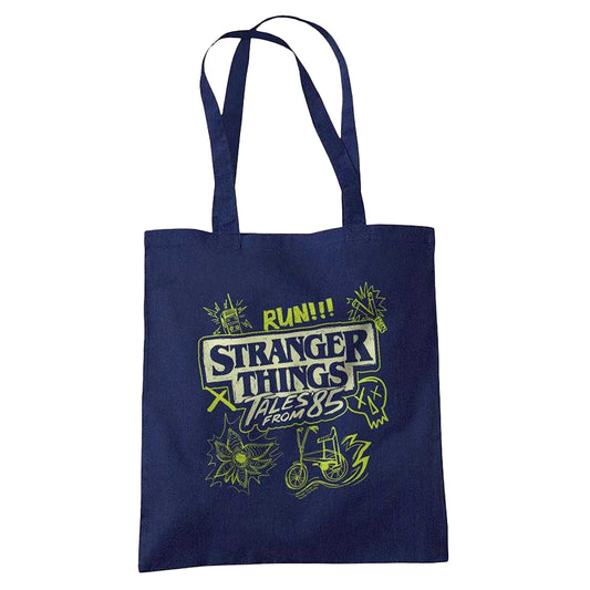 Navy - Front - Stranger Things: Tales from ´85 Graffiti Glow Tote Bag