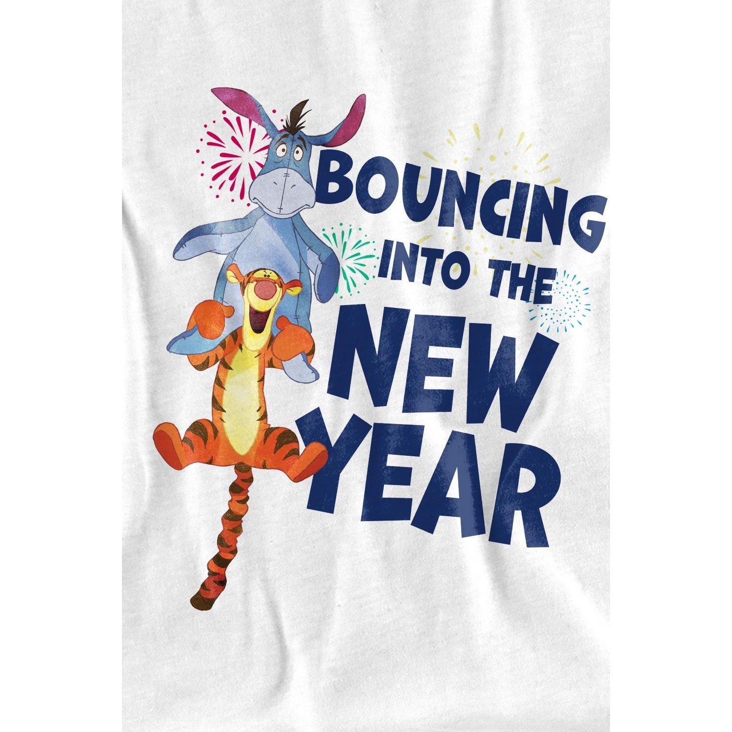 White - Lifestyle - Winnie the Pooh Childrens-Kids Bouncing Into The New Year T-Shirt