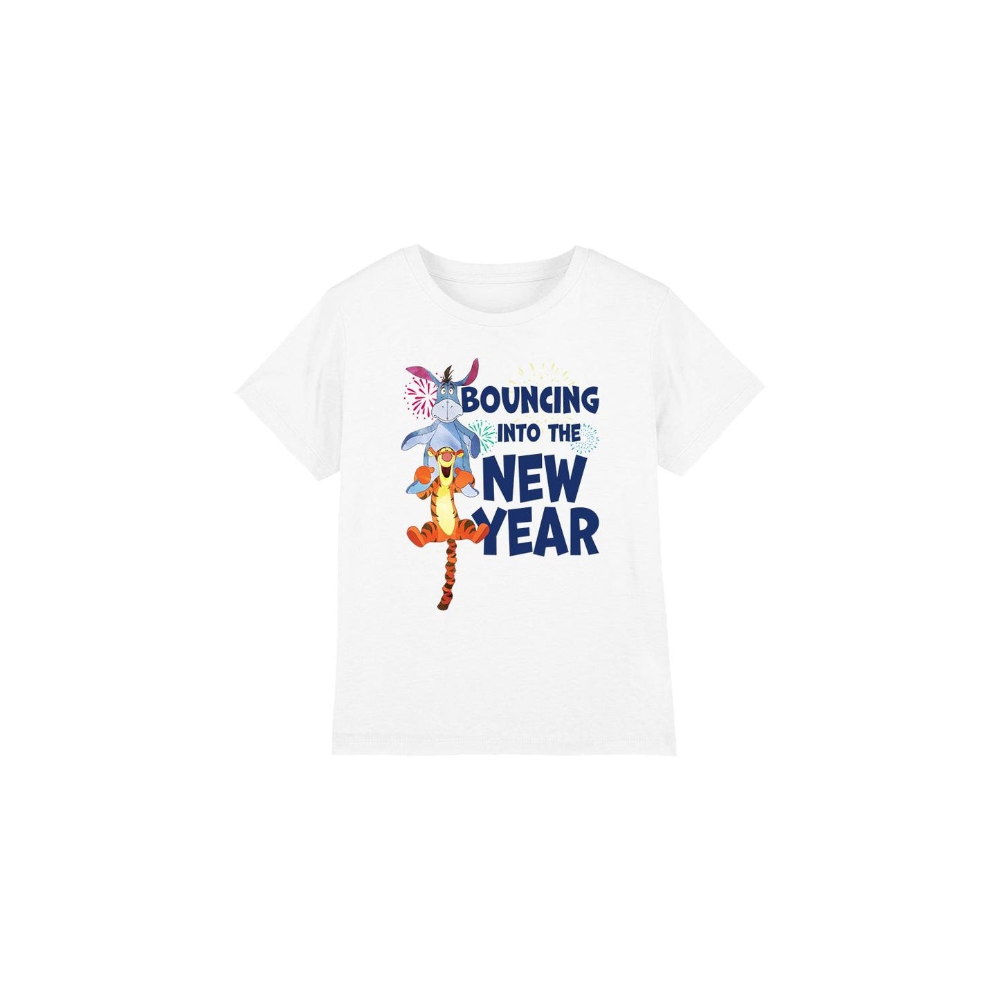 White - Front - Winnie the Pooh Childrens-Kids Bouncing Into The New Year T-Shirt