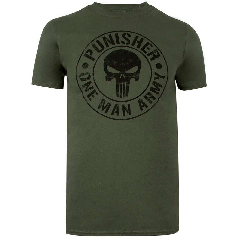 Military Green - Front - The Punisher Mens One Man Army T-Shirt