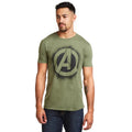 Military Green - Side - Avengers Mens Stencil Logo T-Shirt
