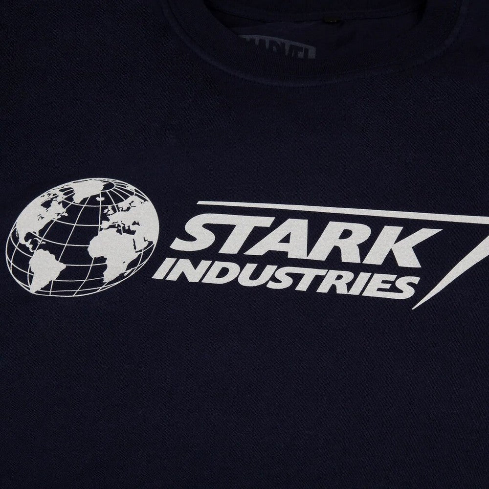 Navy-White - Side - Marvel Mens Stark Industries Logo T-Shirt