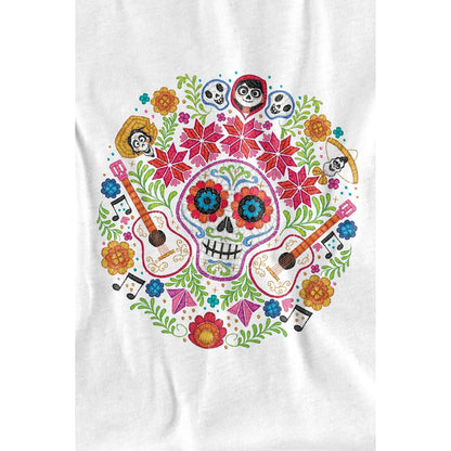 White - Back - Coco Childrens-Kids Day Of The Dead Ernesto Miguel Hector Patch T-Shirt