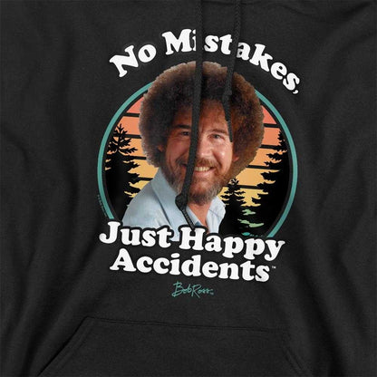 Black - Side - Bob Ross Unisex Adult Just Happy Accidents Retro Hoodie