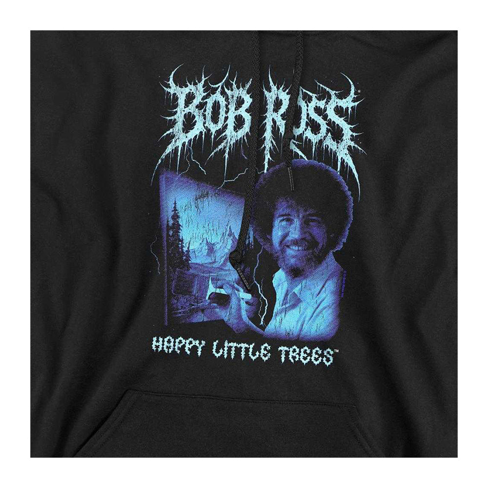 Black - Side - Bob Ross Unisex Adult Happy Little Trees Metal Hoodie
