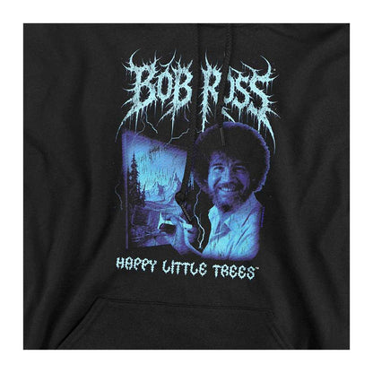 Black - Side - Bob Ross Unisex Adult Happy Little Trees Metal Hoodie