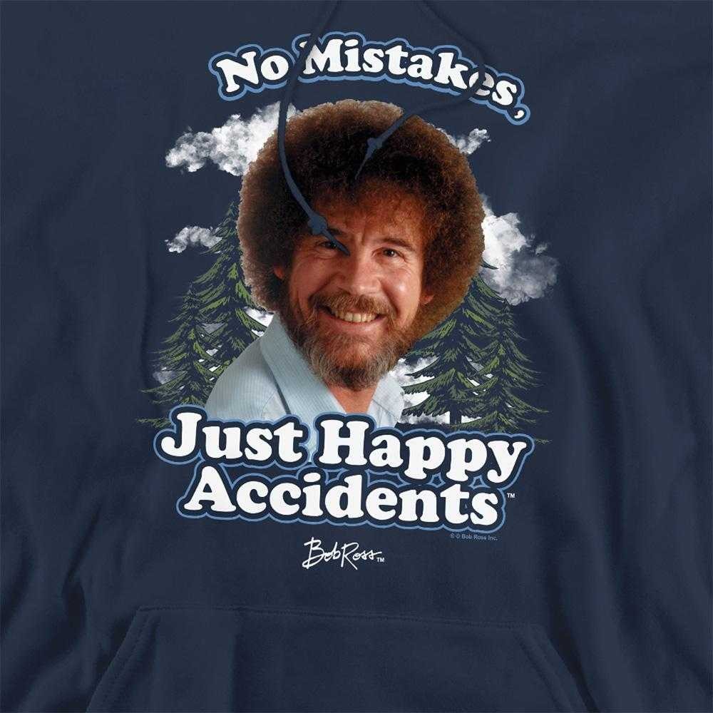 Navy - Side - Bob Ross Unisex Adult Just Happy Accidents Cloud Hoodie
