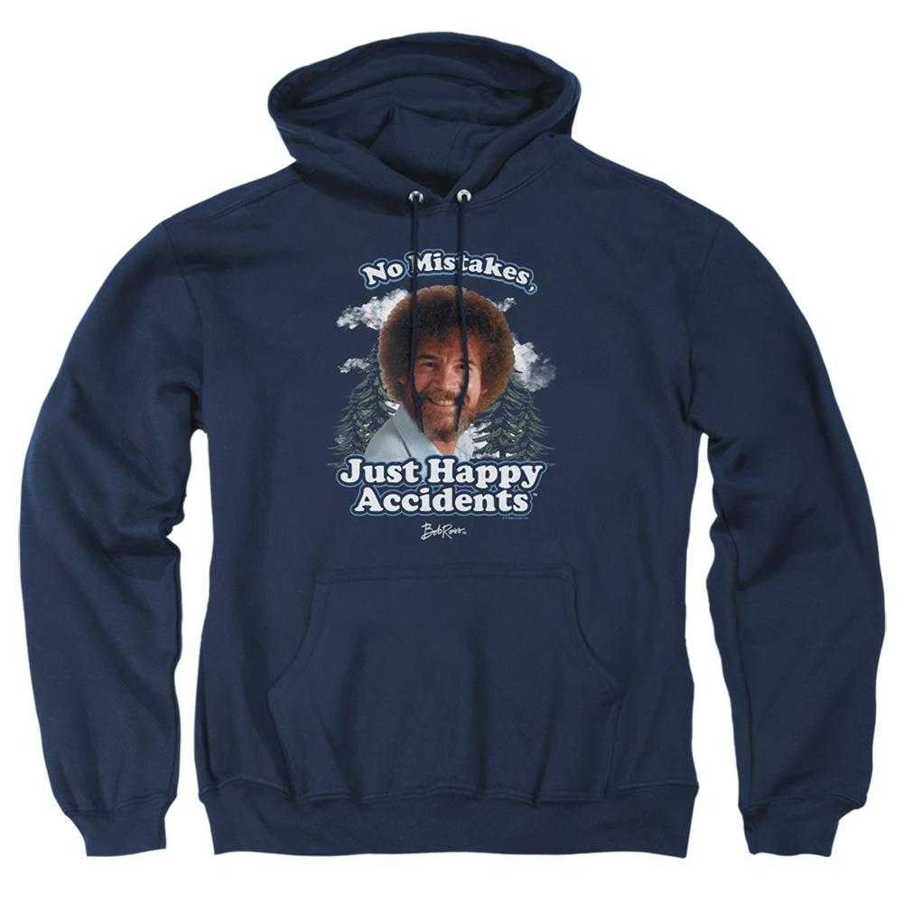 Navy - Front - Bob Ross Unisex Adult Just Happy Accidents Cloud Hoodie