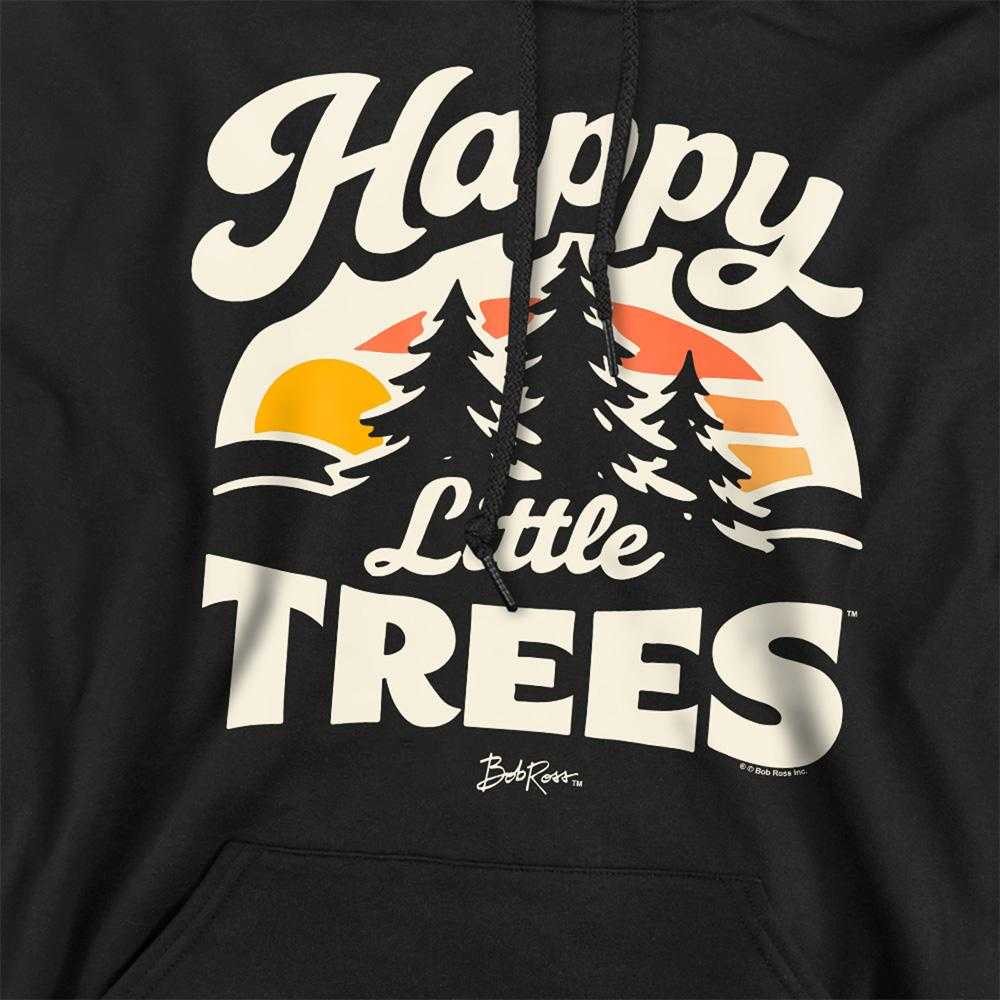 Black - Side - Bob Ross Unisex Adult Happy Little Trees Sun Hoodie