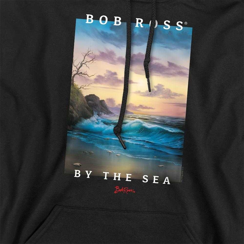 Black - Side - Bob Ross Unisex Adult By The Sea Hoodie