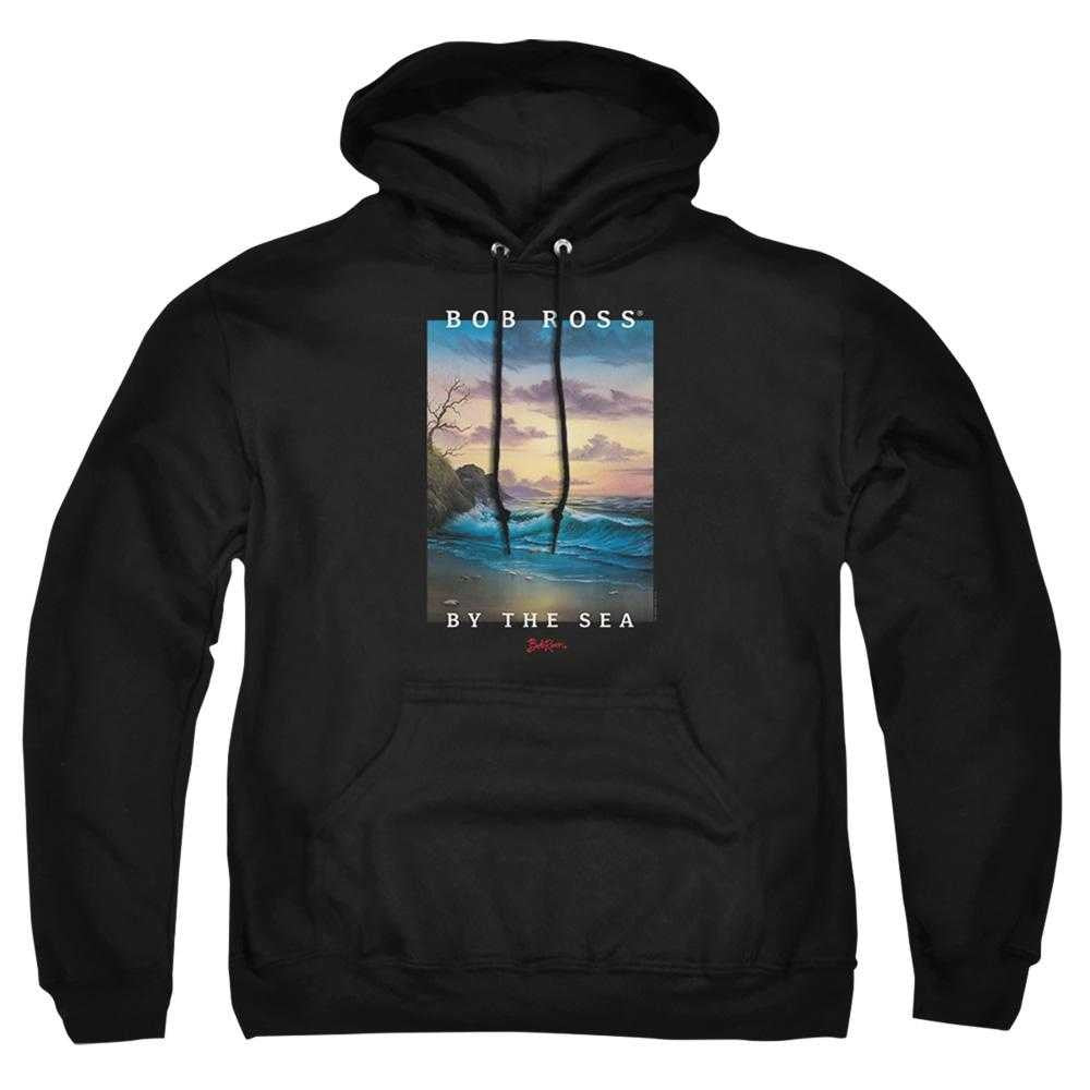 Black - Front - Bob Ross Unisex Adult By The Sea Hoodie