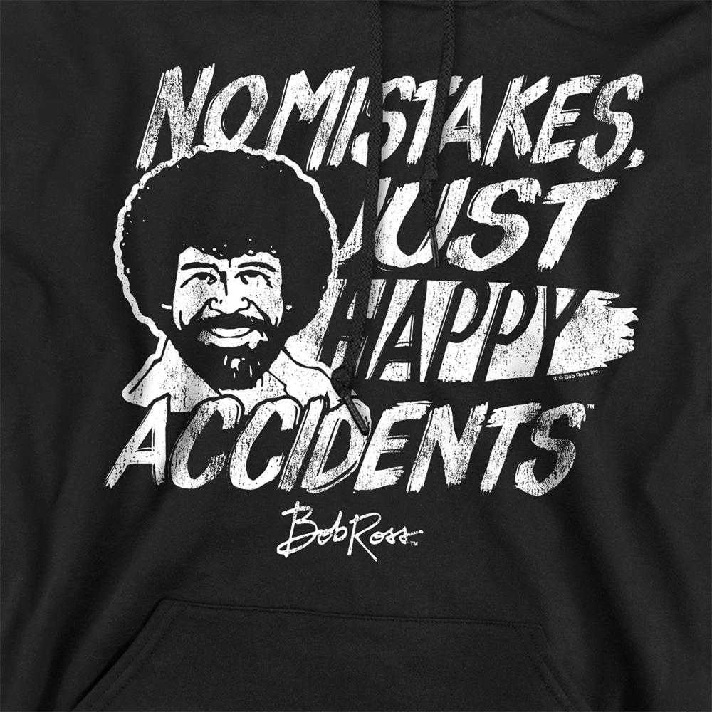 Black - Side - Bob Ross Unisex Adult Happy Accidents Hoodie