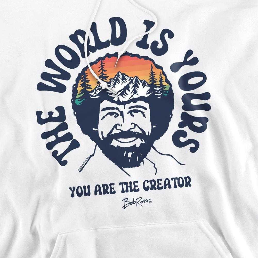 White - Side - Bob Ross Unisex Adult The World Is Yours Hoodie