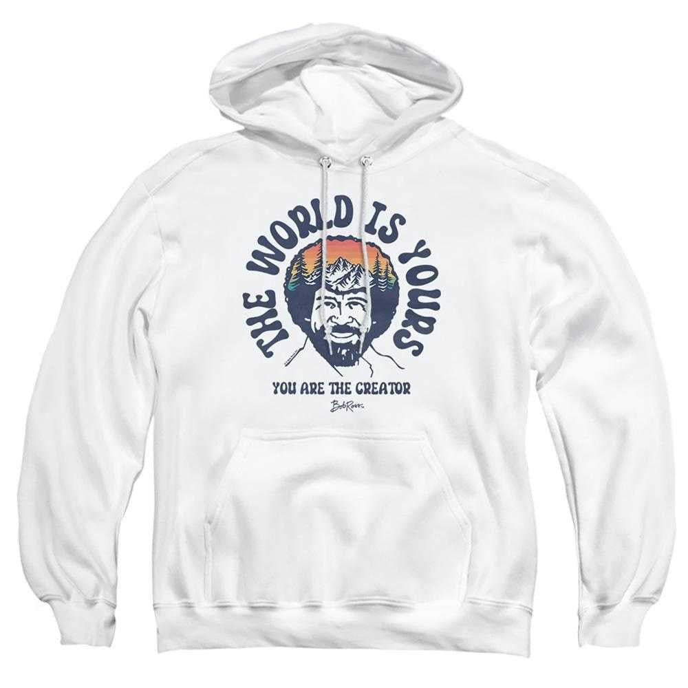 White - Front - Bob Ross Unisex Adult The World Is Yours Hoodie