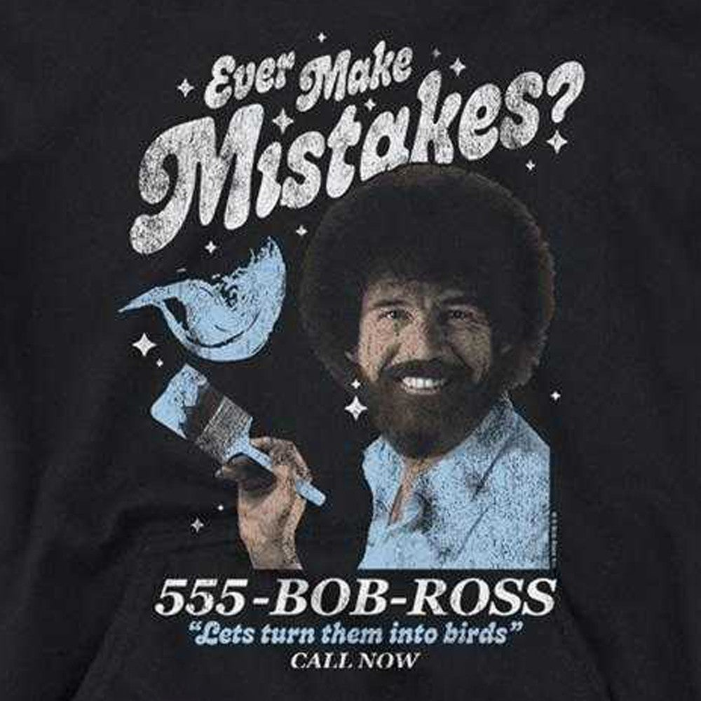 Black - Side - Bob Ross Childrens-Kids Ever Make Mistakes? Hoodie