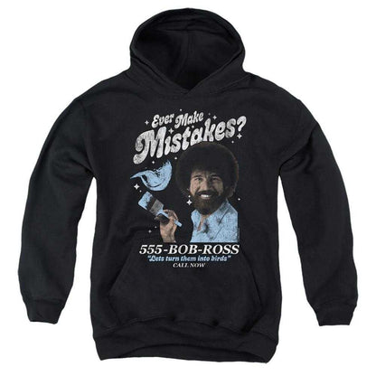 Black - Front - Bob Ross Childrens-Kids Ever Make Mistakes? Hoodie