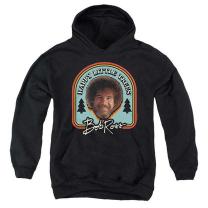 Black - Front - Bob Ross Childrens-Kids Happy Little Trees Badge Hoodie