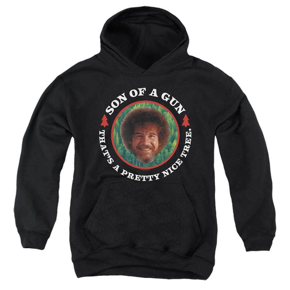 Black - Front - Bob Ross Childrens-Kids Son Of A Gun Hoodie