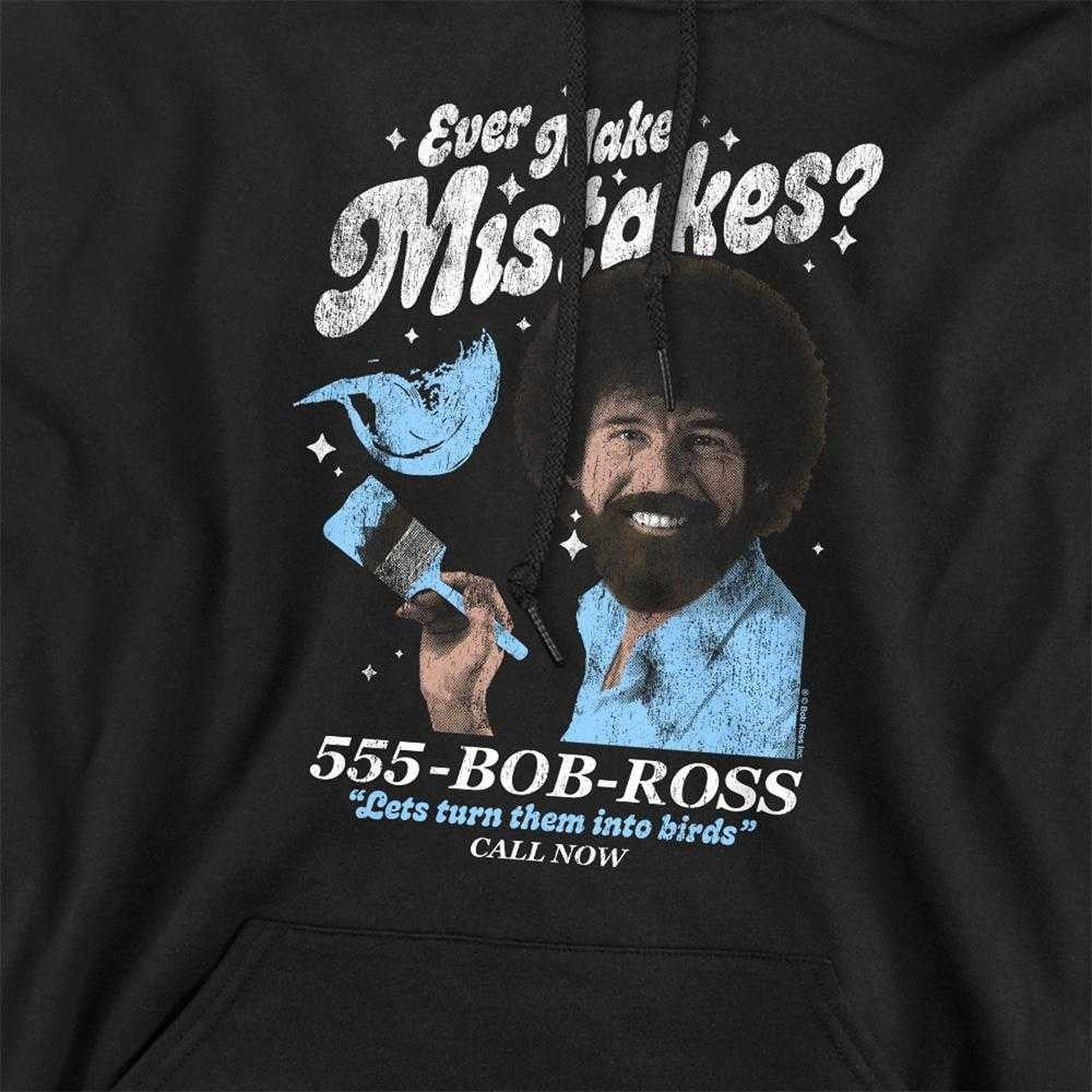 Black - Side - Bob Ross Unisex Adult Ever Make Mistakes? Hoodie