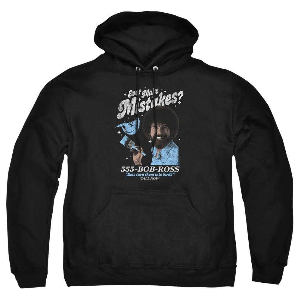 Black - Front - Bob Ross Unisex Adult Ever Make Mistakes? Hoodie