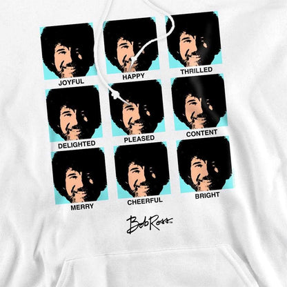 White - Side - Bob Ross Unisex Adult Many Faces Pop Art Hoodie