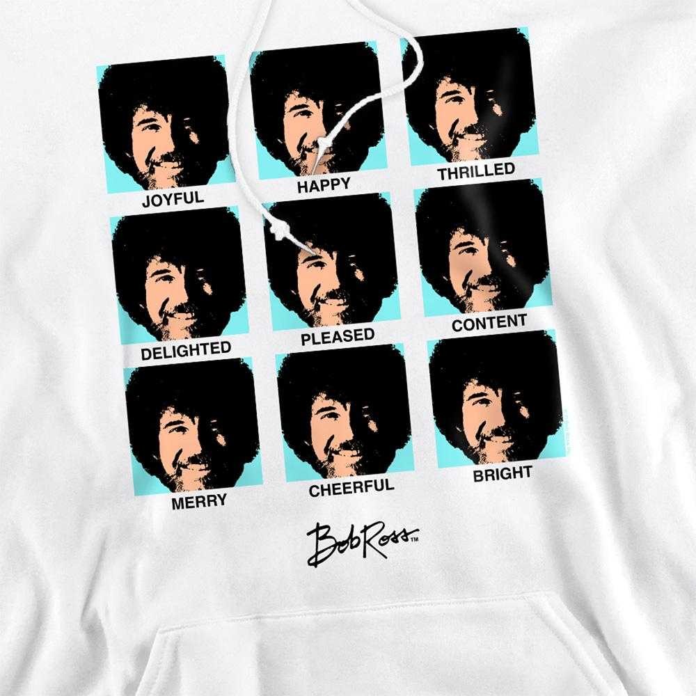 White - Side - Bob Ross Unisex Adult Many Faces Pop Art Hoodie