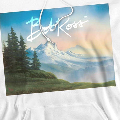 White - Side - Bob Ross Unisex Adult Landscape Hoodie