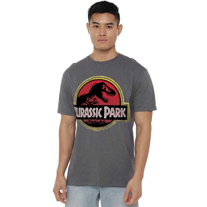 Charcoal - Lifestyle - Jurassic Park Unisex Adult Stone Logo T-Shirt
