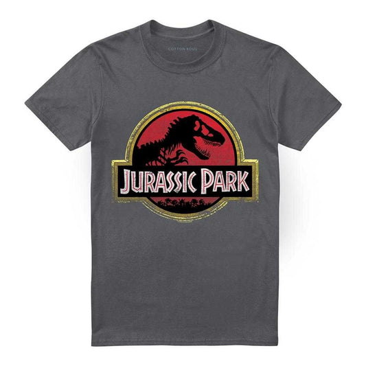 Charcoal - Front - Jurassic Park Unisex Adult Stone Logo T-Shirt