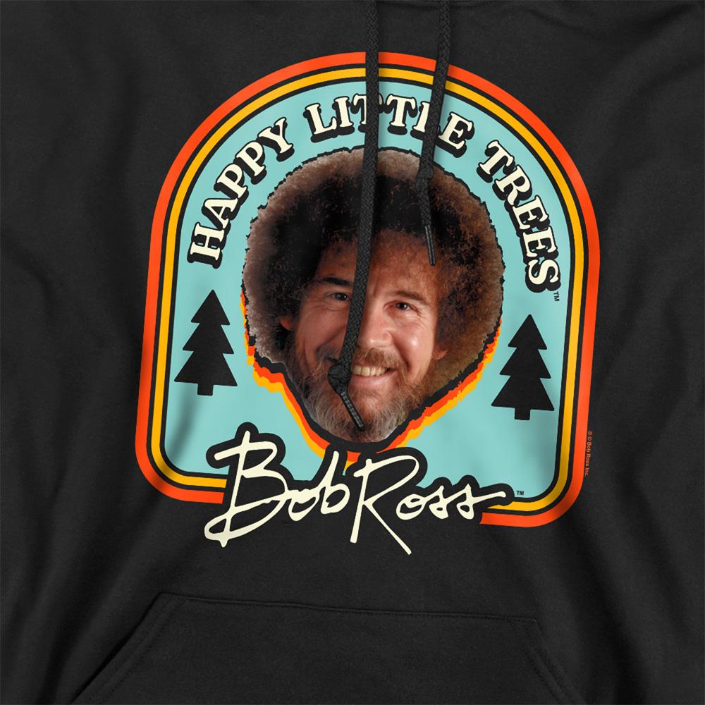 Black - Side - Bob Ross Unisex Adult Happy Little Trees Badge Hoodie