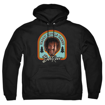 Black - Front - Bob Ross Unisex Adult Happy Little Trees Badge Hoodie