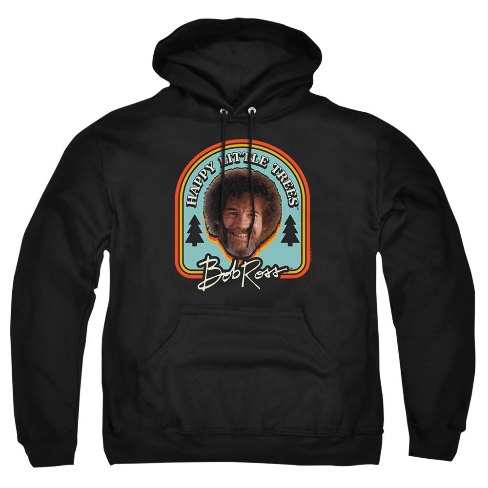 Black - Front - Bob Ross Unisex Adult Happy Little Trees Badge Hoodie