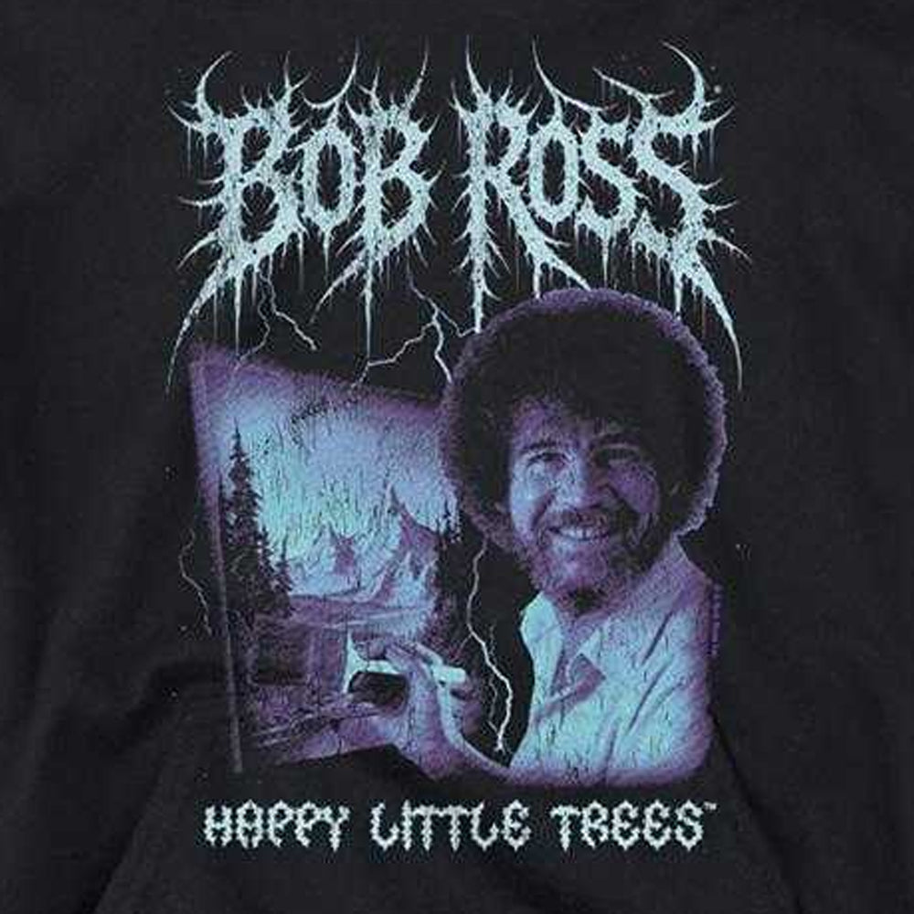 Black - Side - Bob Ross Childrens-Kids Happy Little Trees Metal Hoodie