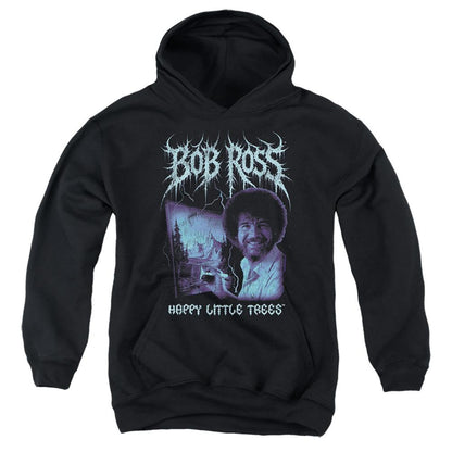 Black - Front - Bob Ross Childrens-Kids Happy Little Trees Metal Hoodie