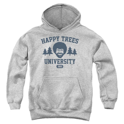Athletic Heather - Front - Bob Ross Childrens-Kids Happy Trees University Hoodie