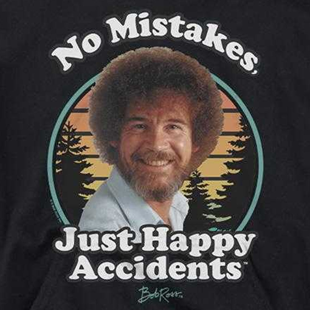 Black - Side - Bob Ross Childrens-Kids Just Happy Accidents Retro Hoodie