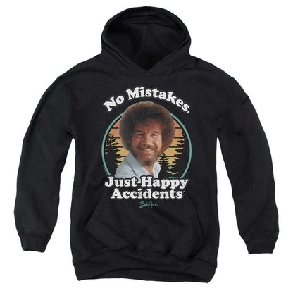 Black - Front - Bob Ross Childrens-Kids Just Happy Accidents Retro Hoodie