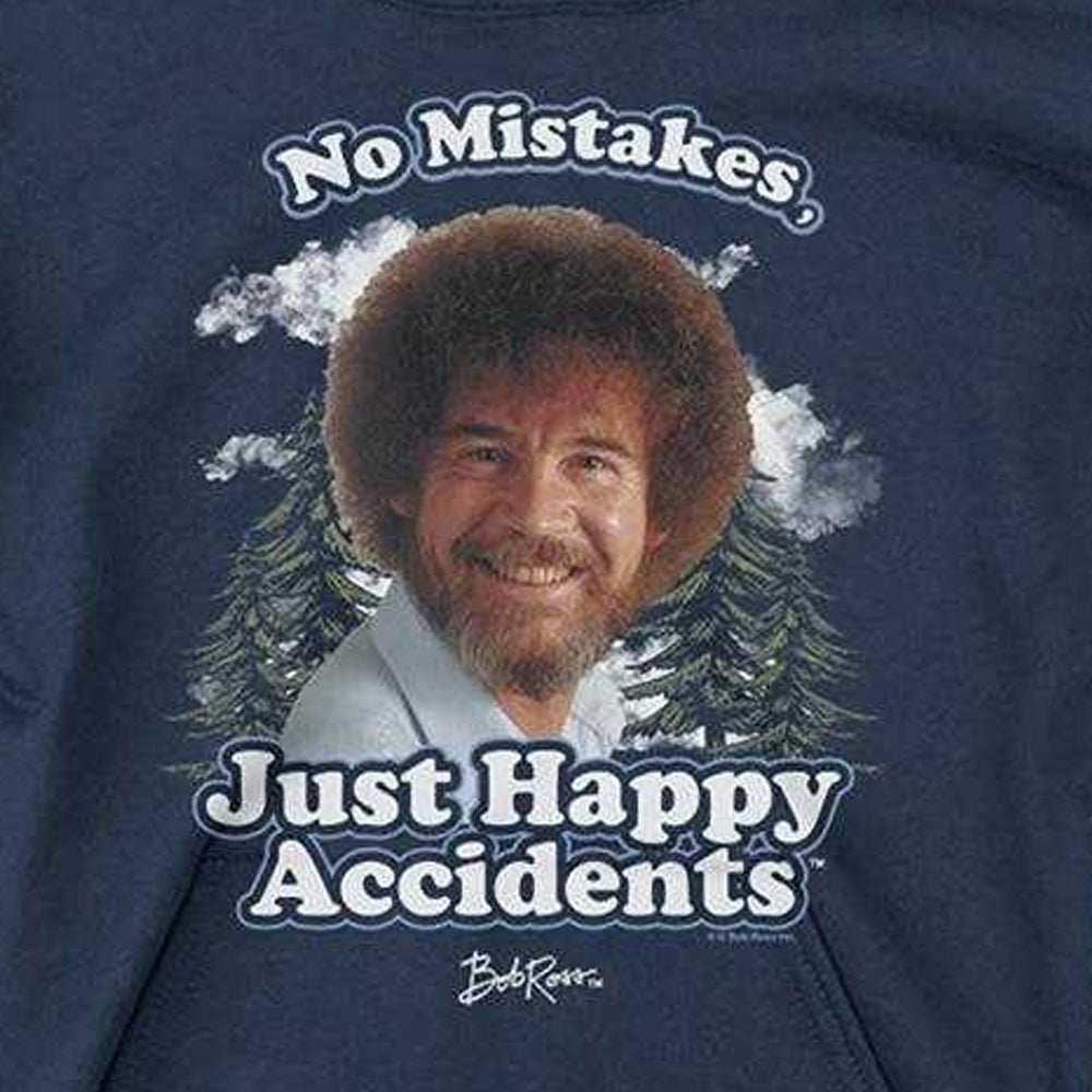 Navy - Side - Bob Ross Childrens-Kids Just Happy Accidents Clouds Hoodie