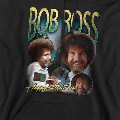 Black - Side - Bob Ross Unisex Adult Homage Hoodie