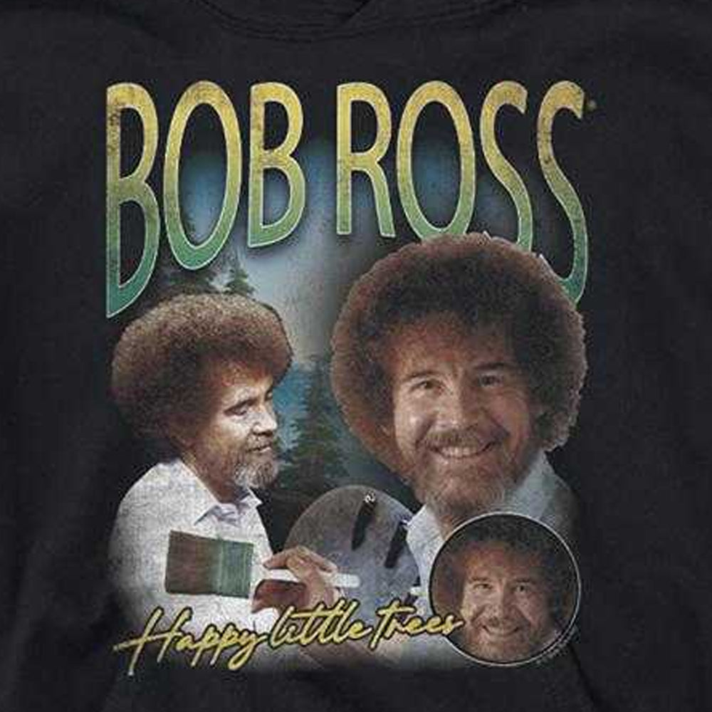Black - Side - Bob Ross Childrens-Kids Homage Hoodie