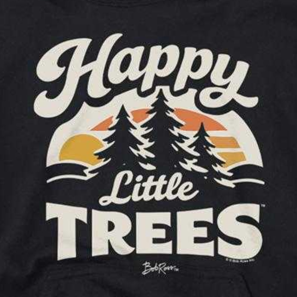 Black - Side - Bob Ross Childrens-Kids Happy Little Trees Hoodie