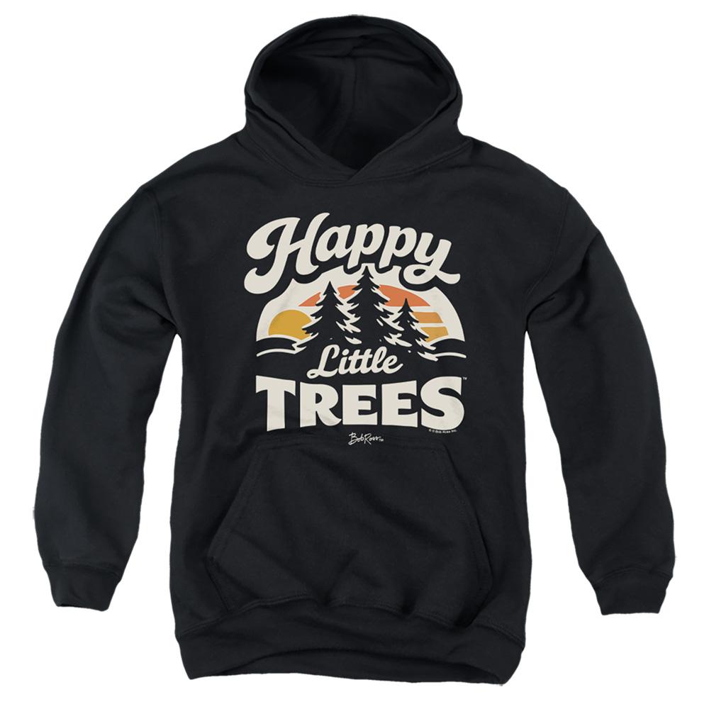 Black - Front - Bob Ross Childrens-Kids Happy Little Trees Hoodie
